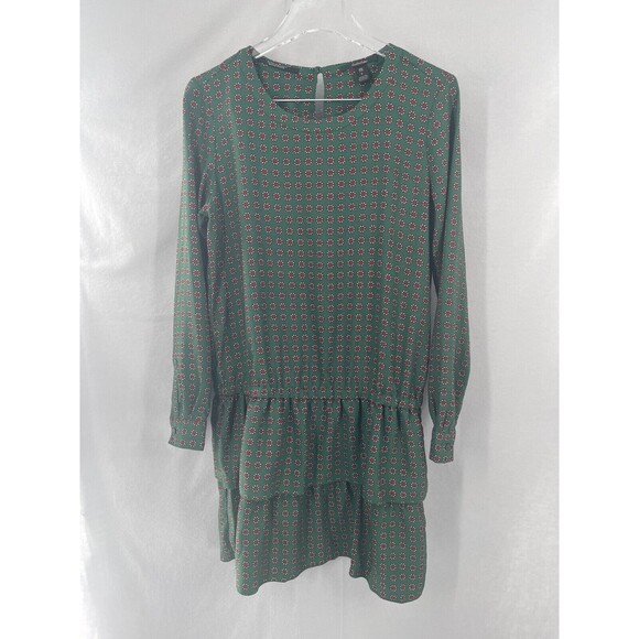 Scotch & Soda Small Dress Fit Flare Tiered Maison Floral Green Geometric - Picture 2 of 10